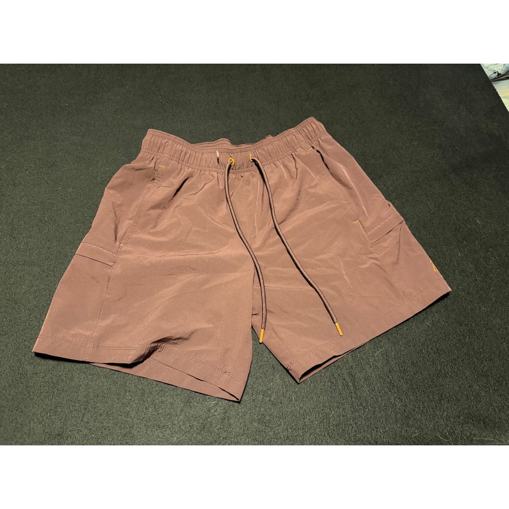 Unipro Trek Mens Brown Qwick-Dry Hiking Cargo Shorts Size Medium Drawstring
